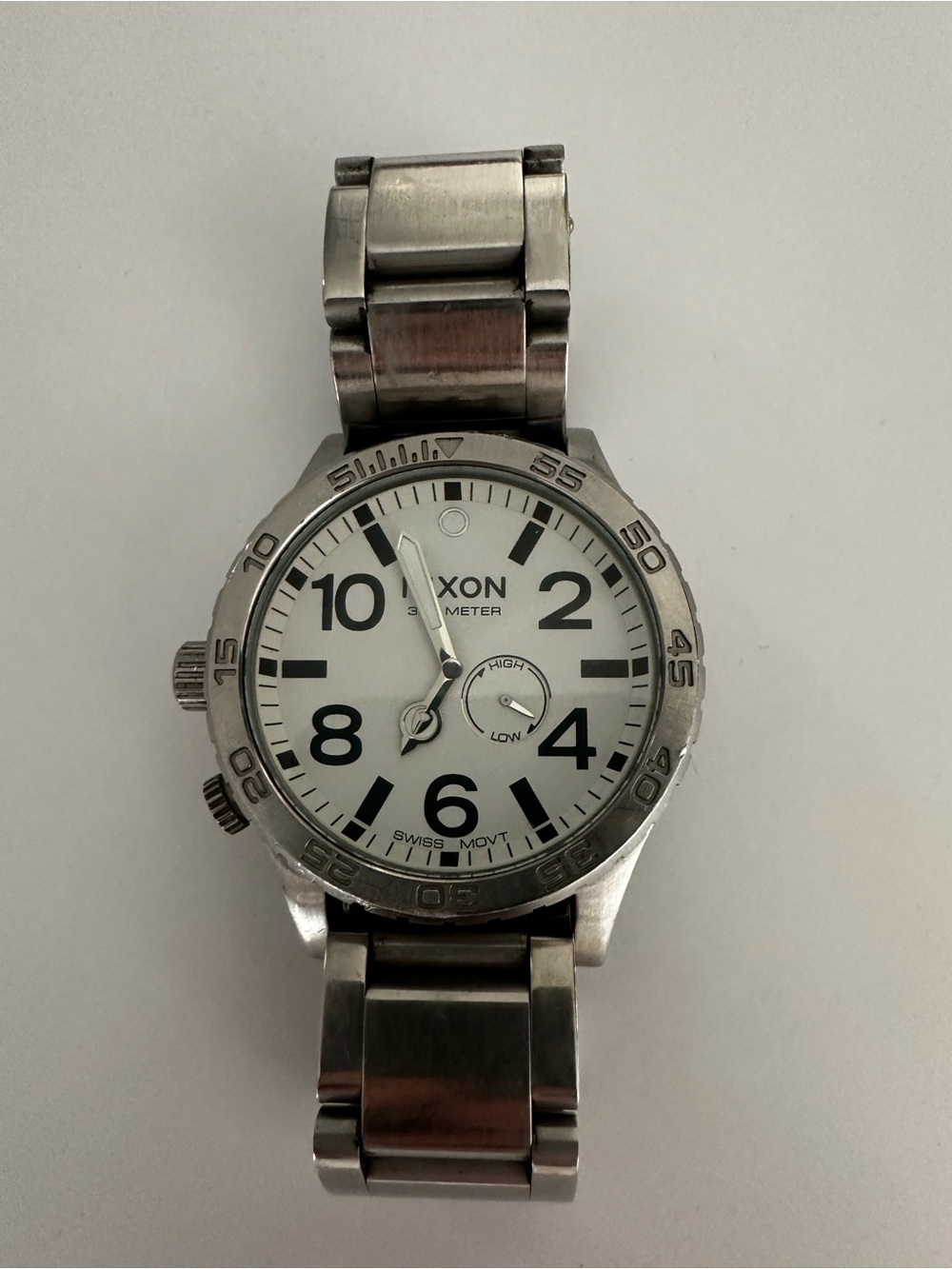 51-30 Nixon Silver Stainless Steel Watch with White Dial